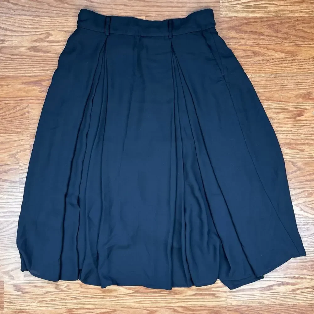 H&M Black Midi Bubble Hem Skirt Womens Sz 10